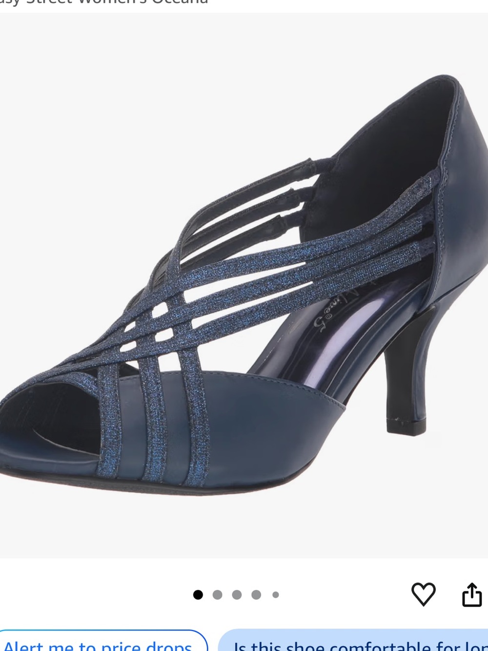 Navy Blue Strappy Peep-Toe Heels with Glitter Accents